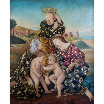 Holy Family with Elisabeth,'Christian Oil on Canvas Painting of the Holy Family'