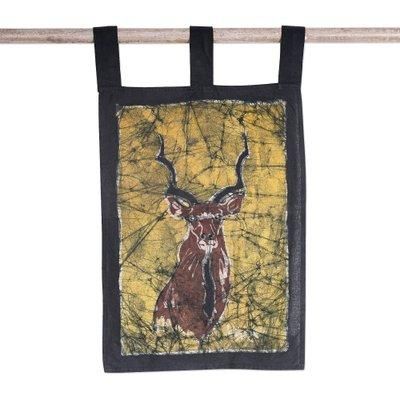 Greater Kudu I,'Batik Cotton Kudu Wall Hanging Handcrafted in Ghana'