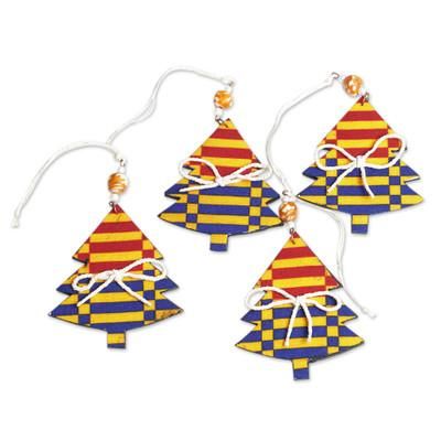 Forest Party,'Set of 4 Handcrafted Eco-Friendly Tree-Shaped Ornaments'