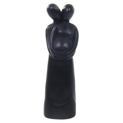 Our Baby,'Hand Carved Suar Wood Statuette of Couple and Baby'