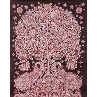 The Red Symphony,'Acrylic Kalamkari Folk Art Painting'