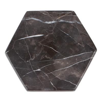 Hexagon in Black,'Black Marble Cheese or Chopping Board from Mexico'