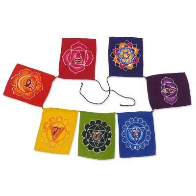Old Chakra,'Hand-Painted Batik Rayon Bunting'