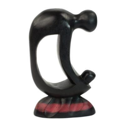 Wood sculpture, 'Mother and Child' - Wood Family Sculpture