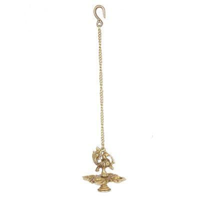 Peacock Glow,'Hanging Brass Peacock-Themed Decorative Accent'