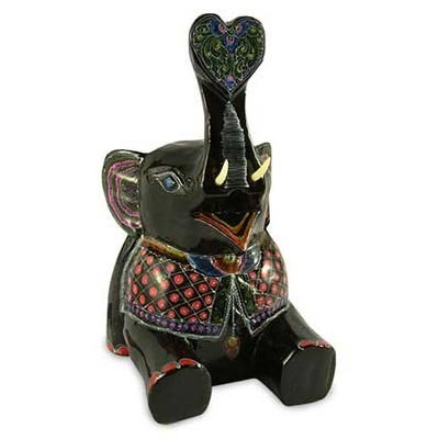 Lacquered wood statuette, 'Elephant Charm'