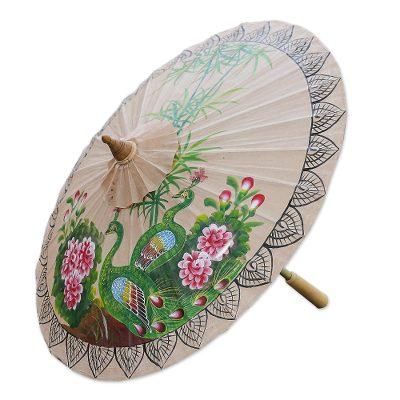 Peacock Garden,'Peacock-Themed Paper Parasol from Thailand'