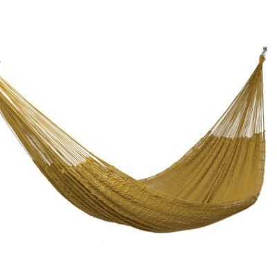 Uxmal Ocher,'Artisan Crafted Ocher Rope Hammock (Triple)'