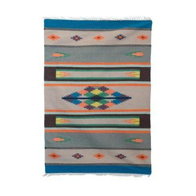 Geometric Joy,'4x6 Geometric Colorful Wool Dhurrie Rug from India'