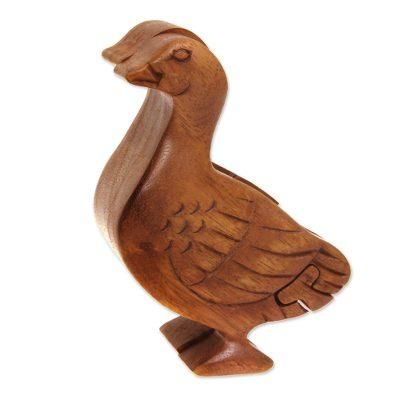 Wood puzzle box, 'Javanese Duck'