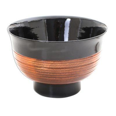 Classic Siam,'Black and Brown Thai Lacquered Decorative Bowl'