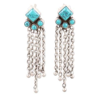 Shining Rain,'Sterling Silver Waterfall Earrings from India'