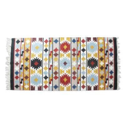 'Multi-Color Geometric Motif Handwoven Wool Rug (5x8)'