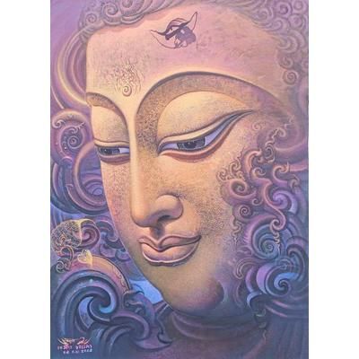 Dharma Light,'Thai Acrylic on Canvas Buddha Painting'