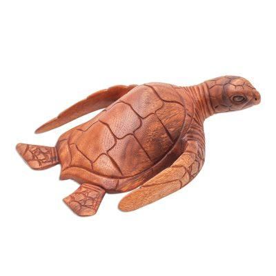 Elegant Sea Turtle,'Artisan Hand Carved Sea Turtle Sculpture'