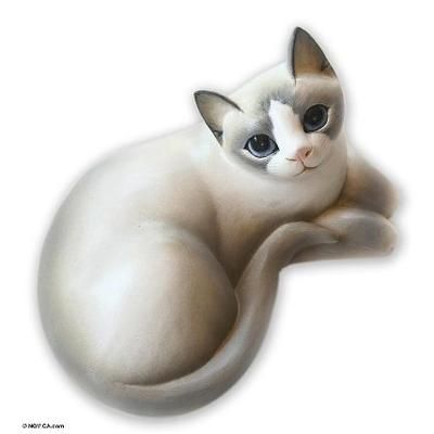 Wood statuette, 'Friendly Kitten' - Wood Cat Sculpture from Indonesia