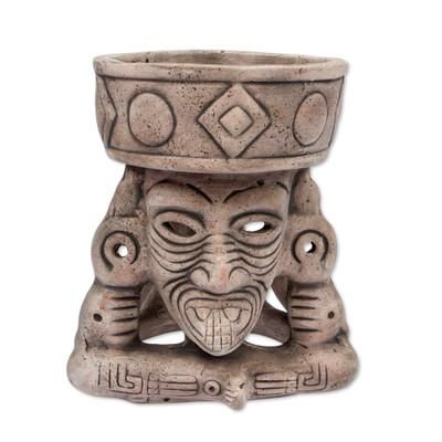 'Ancient Fire God' - Handmade Aztec Archaeologyl Ceramic Sculpture