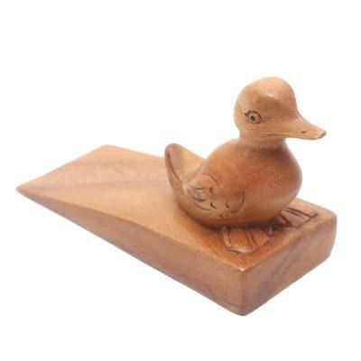 Helpful Duck in Brown,'Handcrafted Suar Wood Duck Doorstop in Brown from Bali'