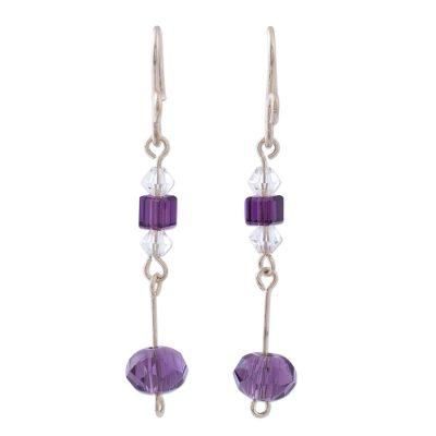 Sterling silver dangle earrings, 'Grape Light'