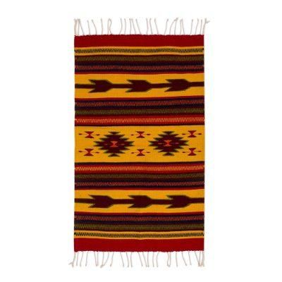 Burning Arrows,'Unique Geometric Wool Area Rug (2x3)'