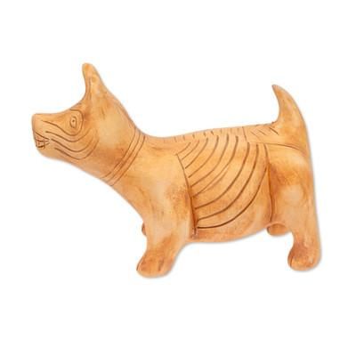 'Tan Aztec Guide Dog' - Handmade Signed Ceramic Museum Replica Statuette Mexico
