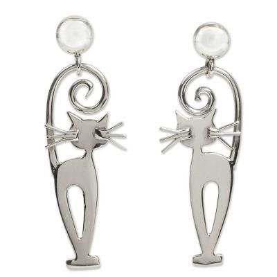 Taxco Silver Kitty Cat Earrings 'Taxco Cat'