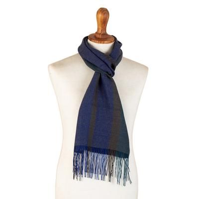Winds of the Andes,'Handloomed Unisex Baby Alpaca Blend Scarf in Blue'