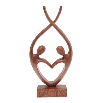 Balanced Love,'Hand Carved Suar Wood Romantic Sculpture'