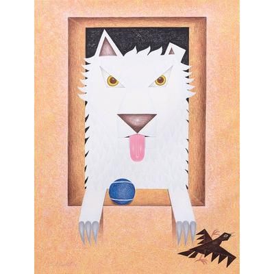 The White Dog,'Original Whimsical Dog Painting'