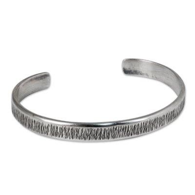Sterling silver cuff bracelet, 'Gentle Sea Grass'