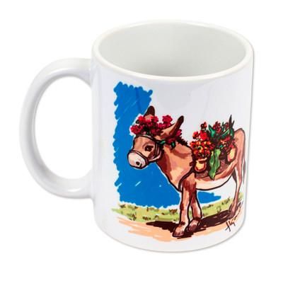 Donkey,'Signed Donkey Artwork on Ceramic Mug'