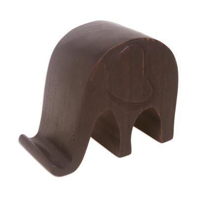 An Elephant Never Forgets,'Jempinis Wood Elephant Phone Holder'
