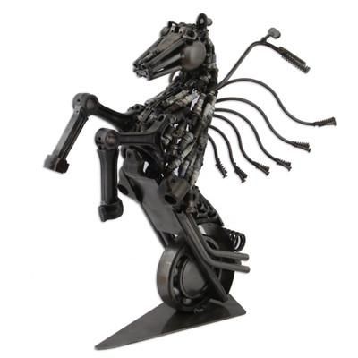 Iron Horse,'Upcycled Metal Motorcycle Horse Sculpture from Mexico'