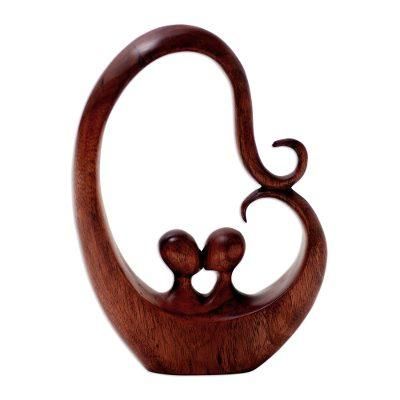 Honeymoon Story,'Handcrafted Suar Wood Romantic Sculpture'