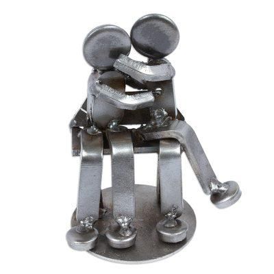 Affectionate Lovers,'Recycled Auto Parts Lovers Figurine Handmade in Mexico'