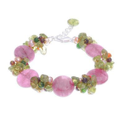 'Peony Romance' - Beaded Quartz Multigem Bracelet