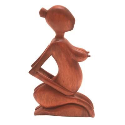 'Hand-Carved Maternity-Themed Wood Sculpture from Bali'