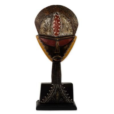 Good Lady,'Multicolor Handcrafted African Mask on Stand'