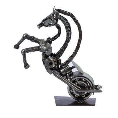 Rustic Horsepower,'11 Inch Rustic Motorbike Horse Recycled Auto Parts Sculpture'