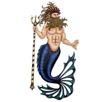 Steel wall sculpture, 'Conch King Triton'
