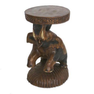 Hello Brown Elephant,'Brown Raintree Wood Elephant Stool from Thailand'