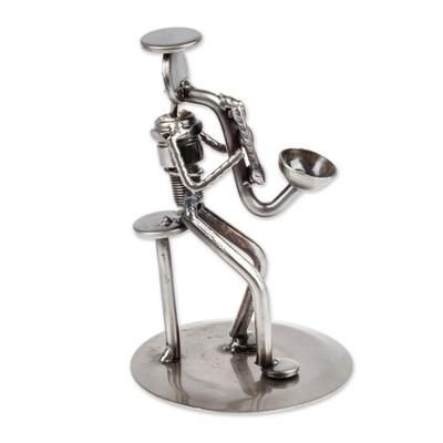 Rustic Saxophonist,'Recycled Car Part Saxophonist Sculpture'