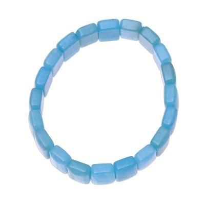 Frozen Sea,'Handmade Blue Agate Frozen Sea Beaded Stretch Bracelet'