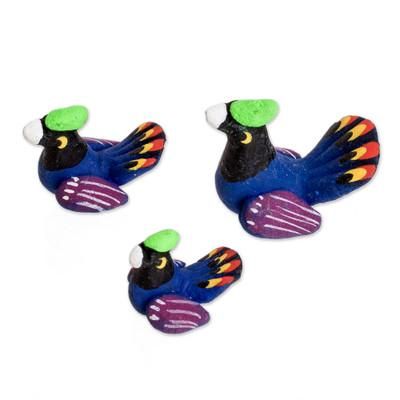 Turkey Family,'Set of 3 Hand-painted Turkey-themed Ceramic Figurines'