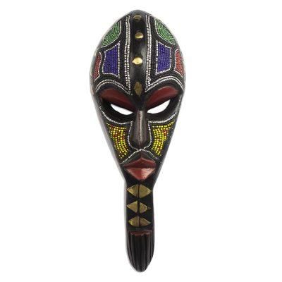 Kimoni,'Artisan Made West Africa Sese Wood Mask'