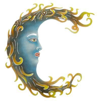 Flaming Moon,'Flaming Moon Steel Wall Art Handcrafted in Mexico'