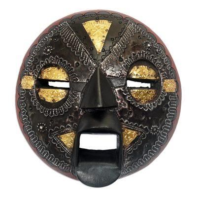 Ghanaian wood mask, 'Beautiful Soul' - Hand Crafted African Wood Mask