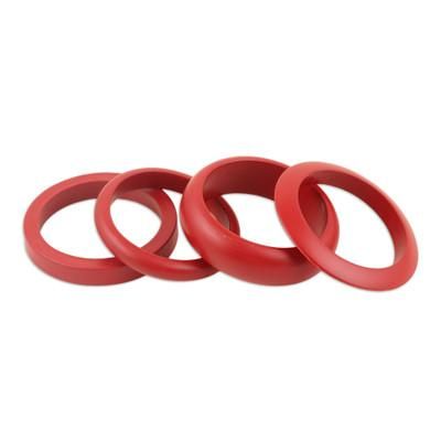 Claret Fusion,'Set of 4 Mango Wood Claret Bangle Bracelets from India'