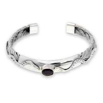 Garnet cuff bracelet, 'Baby Viper'