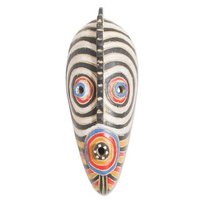 Dinpa,'Hand Painted Oblong Sese Wood Mask from Ghana'